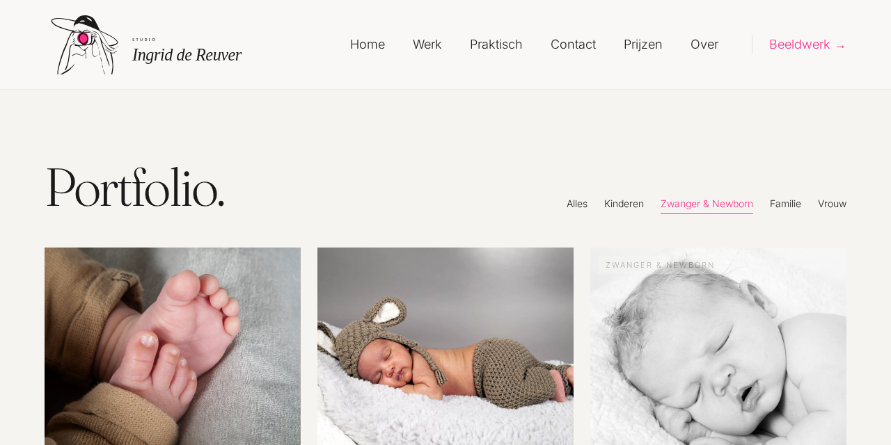 Het portfolio gefilterd op zwangerschaps- en newbornfotografie.